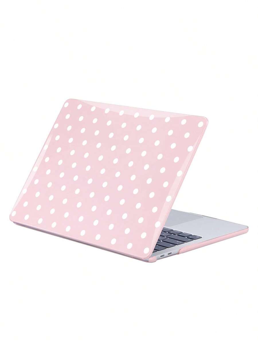 Pink White Polka Dot Hard Laptop Case Compatible With MacBook Air Pro, Cute Polka Dots Pattern PC Hard Shell Protective Cover, Shockproof Anti-Scratch Notebook Computer Case For 13 14 15 16 Inch - View 1