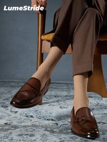 Men Crew Socks | Business & Everyday | Versatile Dress Socks | Comfortable Nylon | All-Match Style - Khaki - View 2