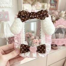 1pc Handmade Collectible Card Sleeve, 3-Inch Idol Card Storage Protector, Compatible With Instax, Anime Photo, Plush Ear Heart Lace Button Polka Dot Bow Ruffle Card Holder, Lolita Card Frame, Transparent PVC Scratch-Resistant Dust-Proof Protective Shell - A - View 16