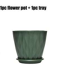 2pcs/Set Wavy Plastic Flower Pot, Suitable For Indoor/Outdoor Planting, With Drainage Holes And Tray, Waffle Texture Flower Pot, Ideal For Indoor Plants, Suitable For Carnivorous Plants, Ficus Lyrata (1 Pot + 1 Base) - Multicolor - View 17