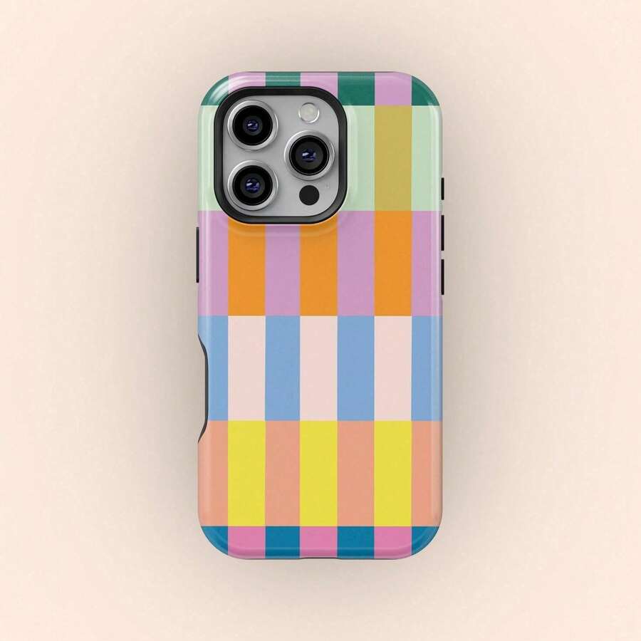 Shockproof Striped Pattern Fashion Phone Case, Striped Green Retro Cream Green Line French Elegant Phone Case, Compatible With IPhone17 IPhone16 15 14 IPhone13 12 11 Pro Max Spring Model - 白色15 - 查看 1