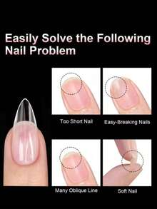 120pcs Short Medium Long Almond Shape Acrylic False Nails, 12 Sizes Semi-Matte Glossy Full Coverage Soft Gel Nail Tips, Home Manicure Salon DIY Nail Supplies - Clear - View 8