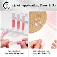 Beetles Red Cat Eye Press-On Nails, Short Almond False Nails With White Polka Dots, Glue & Adhesive Tabs, 10-Minute Salon-Style Manicure Kit - Red Cat Eye Short Almond Polka Dot Design - 查看 7