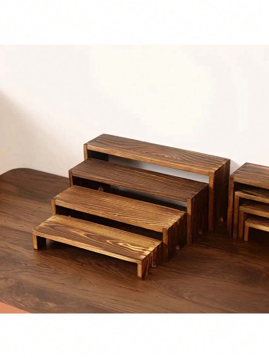 4 Buah Rak Display Bertingkat Kayu Besar, Cocok untuk Berbagai Acara Penjual | Rak Penyimpanan Parfum yang Dapat Ditumpuk, Unisex | Rak Display Dekoratif | Set Display Meja Kayu | Rak Display Pesta - MultiWarna - View 1