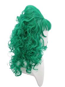 anxin Bright Green Voluminous Beehive Curly Wig Straight Bang Synthetic Fiber For Gothic Witch Misty Forest Theme Halloween Women Cosplay Wig - Dark Green - View 6