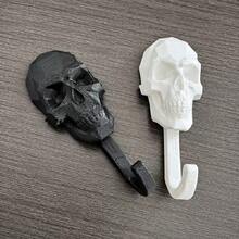 2pcs Skull Wall Hooks, Creative Gothic Style Towel Hooks, Vintage Skeleton Coat Rack, Bathroom Towel Rack, Entryway Key Holder, Bedroom Door Storage Hooks, Halloween Punk Style Wall Decor - Multicolor - View 6
