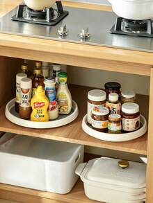 1pc Rotating Refrigerator Storage Rack, Suitable For Cabinets, Kitchen Countertops, Pantries, Kitchen Spice Racks, 360° Non-Slip Rotating Tray, Used For Kitchen Storage, Also As Desktop Decoration, Holiday Or Christmas Gift - Multicolor - View 2