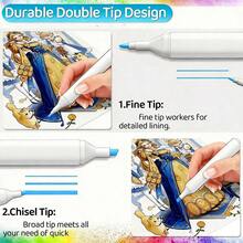 12-120 Colors Alcohol Markers, Vibrant & Permanent, Suitable For Art Coloring, Adult Coloring Books, Wide Chisel Tip, Halloween/Thanksgiving/Christmas Gift - Multicolor - View 3