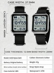SANDA. SANDA Men's Digital Watch With Multifunction Square Dial And Silicone Strap - one-size - View 8