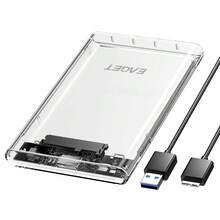 EAGET Carcasa de disco duro portátil, Carcasa de disco duro externo SSD SATA a USB 3.0, Carcasa de disco duro externo SSD/HDD de 2.5 pulgadas, Caja de disco duro portátil de alta velocidad de 5Gbps USB 3.0 a Tipo-C transparente, compatible con sistema Windows de PC/portátil - transparente - Ver 11