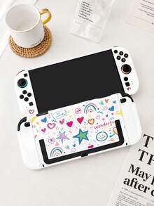 1pc Cute Rainbow Star Print Protective Case, Compatible With New Switch 2 (2025), Switch NS/Switch OLED/Lite, Compatible With Switch 2 Game Console Accessories, Full Set, Storage Bag, Switch Protective Case, Romantic Gift Compatible With Switch Players - Multicolor - View 2