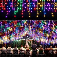 1pc Christmas Home Decor Icicle LED String Lights, Battery Powered Fairy Lights, Holiday Decoration, Christmas Lighting, Indoor/Outdoor Eaves Decor - Battery-operated Icicle Lights - View 8