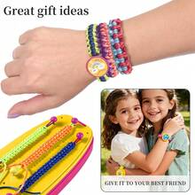 2-In-1 DIY Friendship Bracelet Making Kit, Includes 10 Pre-Cut Yarn Strings And 10 Braiding Cords, Can Be Edited Into Two Different Types Of Ropes, Suitable For Girls Aged 6-14 As Birthday Gift - Multicolor - View 9