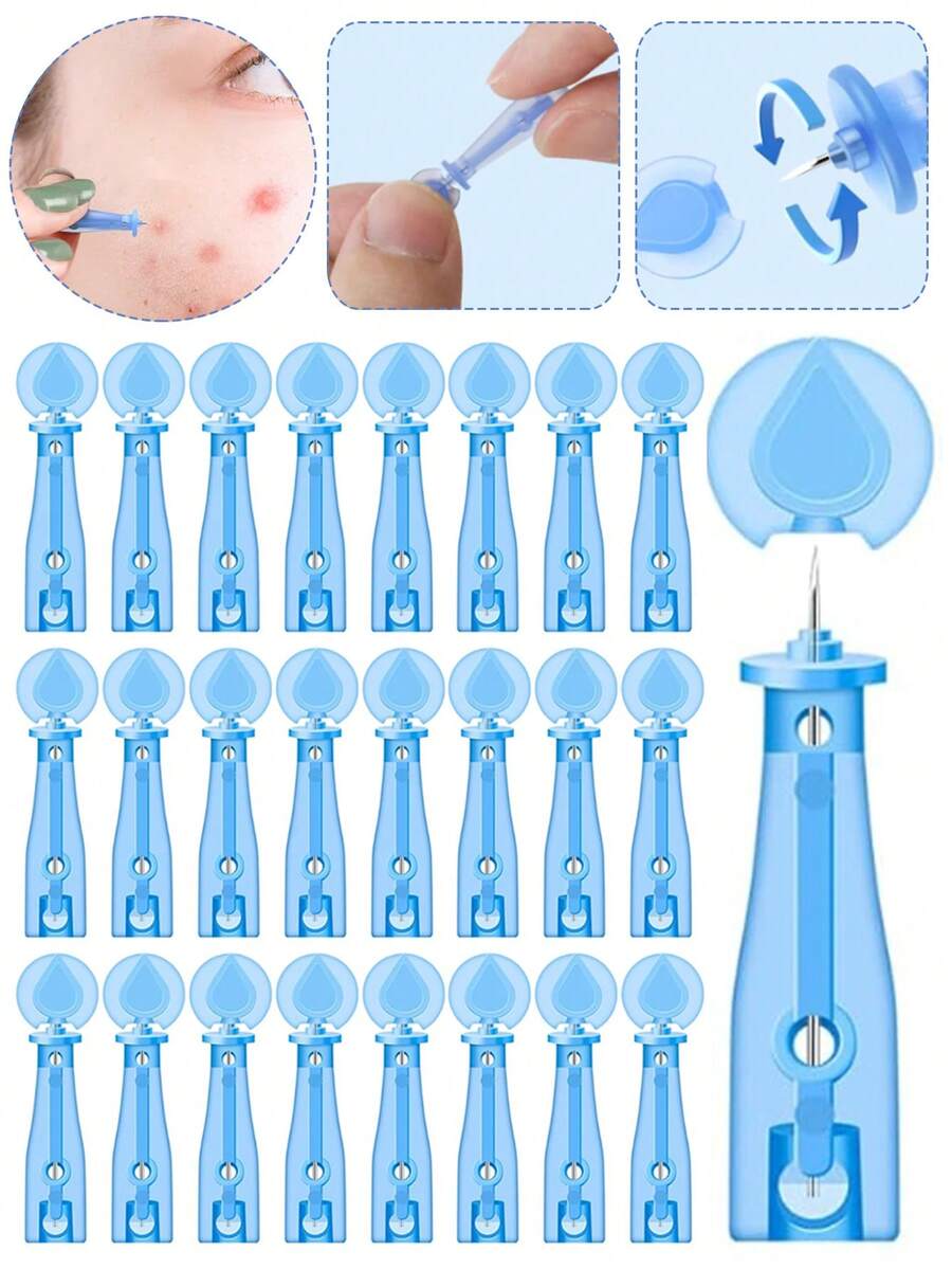 200/100/50PCS Super Sharp Acne Needle, Disposable Closed-End Needle For Removing Blackheads, Squeezing Pimples, Picking Pimples, Facial Cleansing Tools - Blue - View 1