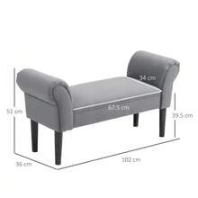 Bed Bench, Upholstered Bench, Seating Bench, Bedroom Entryway Bench, Max Load 130 Kg, Voile Fabric, Dark Grey, 102 X 36 X 51 Cm - Dark Grey - View 3