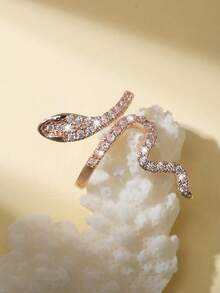 Nooxian 1pc Snake-Shaped Ring For Women, Minimalist Unique Design Personalized Open Ring For Index Finger - Rose Gold - View 5