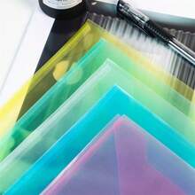5/10/20pcs Thickened A4 Transparent Plastic Snap Button Waterproof File Folder Bag, Large Capacity Document Storage Bag, Contract Bag, Business Office Supplies, Student Exam Paper Stationery, Official Document Archive - 5pcs - View 5