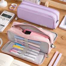 50pcs Morandi Stationery Set, Large Capacity Pencil Case, 6pcs Black Ballpoint Pens, 6pcs Morandi 0.5mm Colored Ballpoint Pens, 13-Color Gradient Highlighters, Sticky Notes, Eraser, Ruler, Cute Office And School Supplies, Neutral Gift, Back To School - Stationery Set - View 4