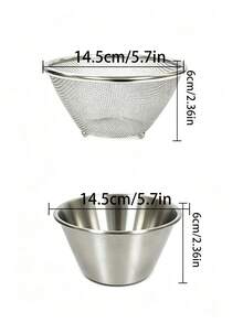 Multifunctional Stainless Steel Colander Bowl Set | Minimalist Ins Style Fine Mesh Strainer And Prep Bowl | Kitchen Fruit Blueberry Drainer Basket, Nut Salad Sauce Serving Bowl - Standard - View 7