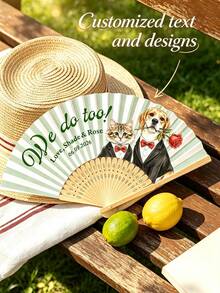 Abanico de boda blanco con logo de nombre personalizado, abanico clásico DIY, personalización decorativa de alta calidad, personalizado, de moda, personalización exquisita, personalizado - Multicolor - Ver 5