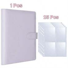 25 Paket Isi Ulang Binder Loose Leaf 6-Ring A5 100 Halaman, Pelindung Kartu Kecil 2,5x3,5 Inci, Pelindung Halaman Dua Sisi 4 Kantong, Pelindung Kartu Koleksi Ultra-Transparan - MultiWarna - View 13