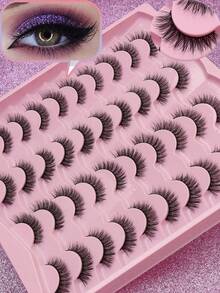 AYRMILLA 20Pairs Cat Eye Eyelashes Fox Natural False Eyelashes Fluffy Soft Dramatic 3D Mink Eye Black Thin Long Lash Multi-Layer Short Thick Eyelash Extended Large Volume Makeup Cross Wedding Parties Club Daily Work Meetings Comfortable Lashes - 黑色 - 查看 11