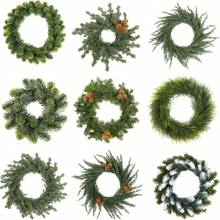 1/2pcs Red Berry & Gold Leaf Wreath - Artificial Green Pine Needle Candle Ring For Wedding Table Centerpiece, Holiday And Party Decor - A - View 10