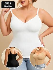3 potong, EssElegance, Tank Top Ukuran Besar, Gaya Musim Semi/Panas, Gaya Sepanjang Musim, Gaya Olahraga, Bra Olahraga Ukuran Besar, Tank Top Olahraga Ukuran Besar, Bergaris, Tanpa Punggung - MultiWarna - View 2