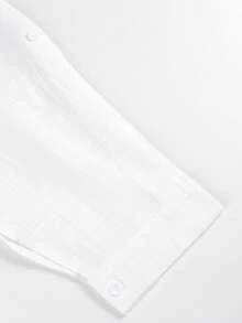女款大尺碼長袖襯衫，經典百搭優雅白色領口襯衫 - 白色 - 查看 4