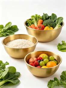 3pcs/1pc Stainless Steel Mixing Bowl With Rolled Rim, Durable And Easy To Clean, Brushed Metal Surface, Stackable Kitchen Bowls In Multiple Sizes, Suitable For Baking, Mixing, Meal Prep, Fruit, Pasta, Holiday Themed Parties And Outdoor Use, Durable Cooking Storage Bowl, Ideal Kitchen Gadget, Christmas/Back To School Gift - View 1