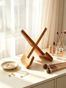 1pc Minimalist X-Shaped Wooden Desktop Stand, Sturdy Cross Display Rack, Multi-Functional Support Stand, Suitable For Phone, Tablet, Cookbook, Decorative Items, Ideal Desktop Accessory For Living Room, Kitchen And Home Daily Use - Multiple Styles - View 4