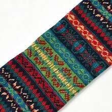 Autumn/Winter Thickened Wool Warm Vintage Color Block Layered Bohemian Knee-High Leg Warmers - Navy Blue - View 5