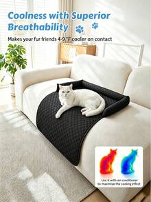 Cooling Pet Bed With Neck And Head Support, Soft Summer Pet Sofa Bed, Suitable For Small And Medium Dogs And Cats, Washable Pet Sofa Cover, Home Use, Perfect Summer Gift For Kittens And Puppies - Black - View 4