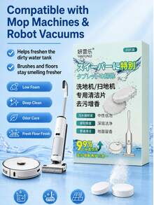 Floor Scrubber Robot Vacuum Cleaner Cleaning Tablets, Foaming Deodorizing Fragrance Stain Removal Low Foam Cleaning Tablets - Premium Effervescent Tablets - View 1