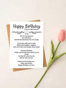 1pc Husband Birthday Card With Envelope, "Happy Birthday To My Incredible Husband" Sentimental Romantic Greeting For Hubby & Spouse, Birthday Surprise & Date Night Gift For Him, Blank Inside - A - View 7