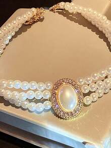 Lolita-Style Retro Baroque Faux Pearl Fringe Necklace Goes With Everything Ladies Dinner Ball PROM PROM Wedding Decorative Accessories Choker - Multicolor - View 2