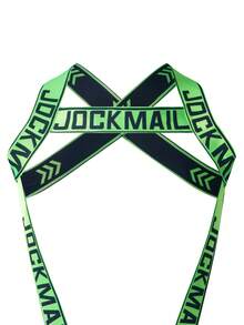 JOCKMAIL 2合1肩帶式內褲 男士連體丁字褲 雙層丁字褲 性感誘惑運動款 - 綠色 - 查看 7