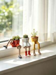 1pc Funny Leg Resin Succulent Planter Shelf Sitter Flower Pot Creative Humanoid Shape Desktop Decor Plant Container Gift For Plant Lovers Home Office Ornament - Flowerpot - View 10