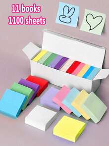 11 Packs (1100 Sheets) Assorted Color Sticky Notes, Creative Easy-Stick Sticky Notes, Suitable For Office, School And Students, Tear-Off Sticky Notes, Convenient For Students To Take Notes, Equipped With Multi-Functional Index Stickers, School Supplies, Back To School Essential (100 Sheets Per Pack) - Multicolor - View 1