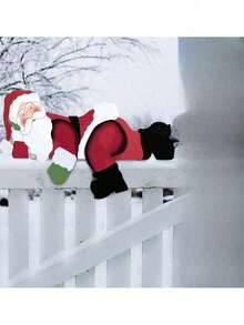 1pc 15.8" Realistic Christmas Santa Fence Peeker, Waterproof Fence Decoration For Christmas Outdoor Garden Yard Fence Decor - Multicolor - View 6