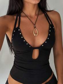 1pc Vintage Teardrop Pendant Necklace For Women - Gold - View 6