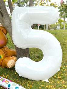 32-Inch Large White Numbered Aluminium Foil Balloon, Birthday Celebration Party Decorations, Festival Dressing Props, - White - View 14