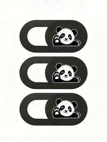 3pcs Cute Panda Pattern Camera Privacy Cover, Ultra Thin Sliding Webcam Blocker, Privacy Protector For Smartphone Laptop Desktop Tablet, Strong Adhesive Decorative Camera Lens Cover - Multicolor - View 3