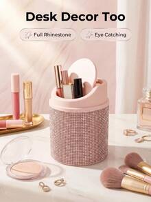 Exploding, BlingBling, Fairy Style, Ins Style High-End Sense With Lid, Anti-Odor, Mini, Desktop Storage, Handy Bucket Desktop Storage Artifact Mini Trash Can With Lid, Dust-Proof And Odor-Proof, Diamond-Encrusted Design - Multicolor - View 11
