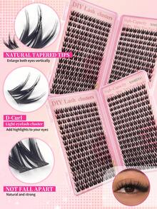 384/352/320 Clusters D Curl Segmented False Eyelashes, Fluffy Natural Voluminous DIY Lash Kit, Soft And Long-Lasting, Fox Eye/Cat Eye Style, Suitable For Beginners And Professionals, Portable Travel Pack, Ideal For Daily Commute, Wedding, Party And Stage Makeup - D - View 7