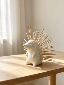 Nordic Style 3D Hedgehog Toothpick Holder, Cute Animal Toothpick Storage Organizer, Creative Practical Tabletop Decor Ornament For Home And Restaurant - White - View 5