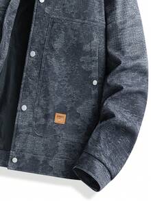 Vancamel Pulse Men's Knit Jacquard Utility Techwear Lapel Jacket, Versatile Loose Drop Shoulder Outdoor Sports Casual Top - Black - View 6