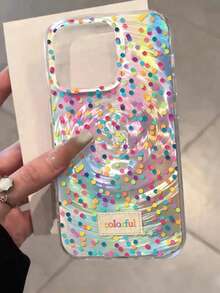 1件全息漩渦透明彩繪手機殼 防摔波點彩繪款 相容 Apple 17Promax/16Pro/15plus/14Promax/13Pro/12Promax/11 保護殼 - 彩色 - 查看 4