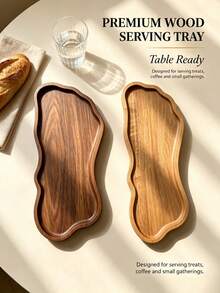 1PC Cheese Tray, Wooden Snack Dish, Irregular Shaped Tray, Fun Tray, Kitchen Essential, Home Decor, Kitchen Supplies, Kitchen Accessories, Snack Box, Can Hold Cakes, Snacks, Cheese And Other Foods, Also Can Be Used As Serving Tray, Cup Holder, Fun Design, Suitable For Halloween, Christmas And Other Holidays - View 1