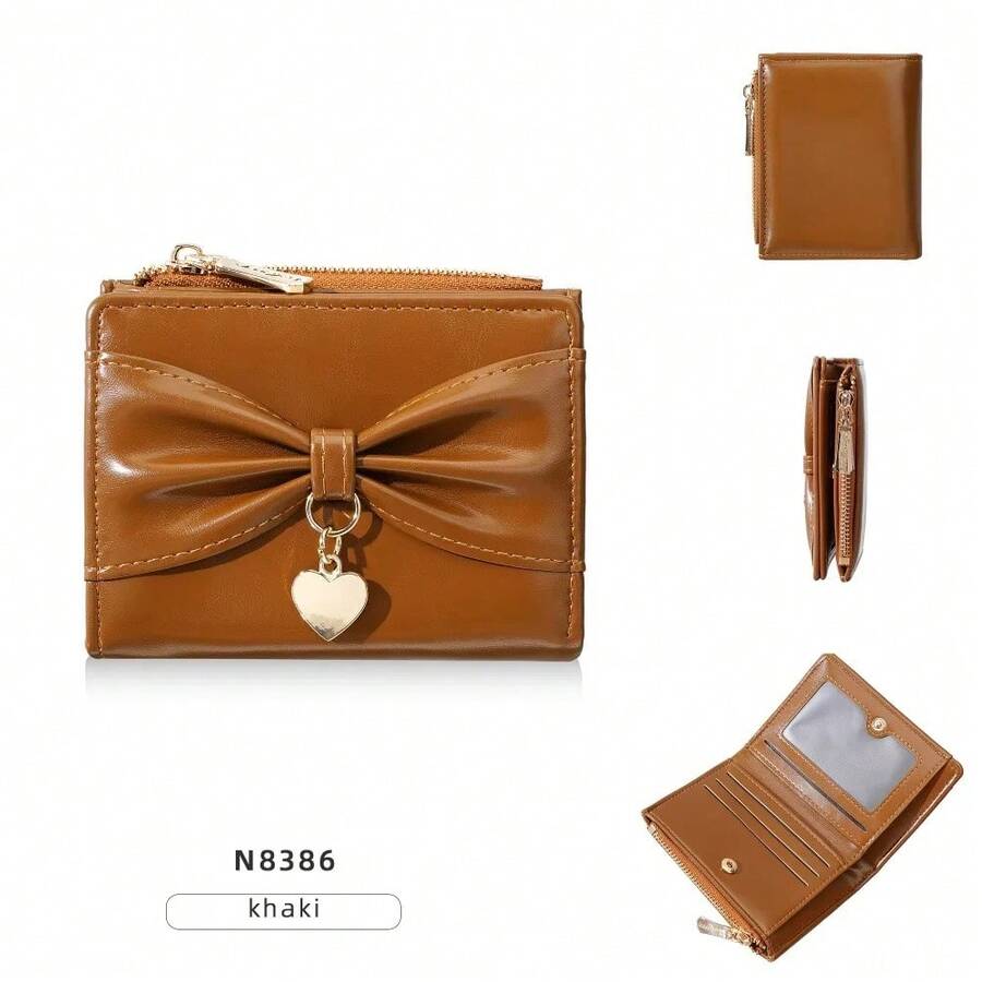 Cartera de Cuero Sintético para Mujer Baellerry con Cierre,últiples Ranuras para Tarjetas, Bolso de Mano Simple y Elegante, Monedero Multifuncional - Caqui - Ver 1